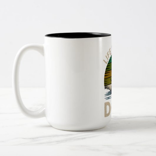 Life Is Better With Dogs Retro Silhouette Coffee M Tweekleurige Koffiemok (Links)