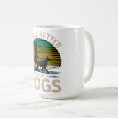 Life Is Better With Dogs Retro Sunset T-Shirt  Koffiemok (Voorkant rechts)