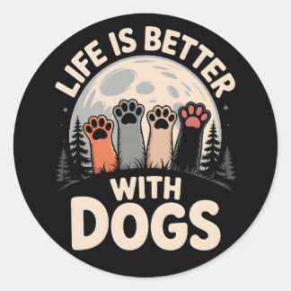 Life Is Better With Dogs Ronde Sticker
