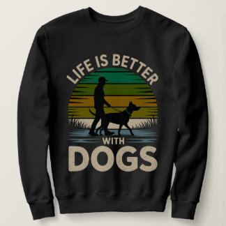 Life Is Better With Dogs Women’s Retro Sunset Swea Trui