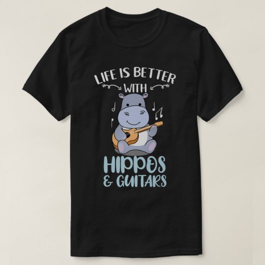 Life Is Better With Hippos And Guitars Premium T-shirt (Design voorkant)