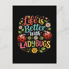 Life Is Better with Ladybugs Briefkaart
