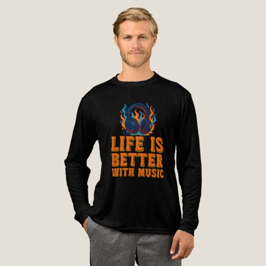 Life Is Better With Music, Headphones Graphic  Tri-Blend Shirt (Voorkant)
