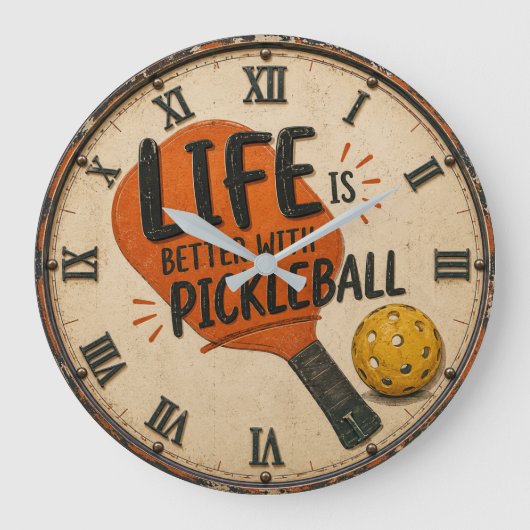 Life Is Better With Pickleball Paddle Grote Klok (Voorkant)