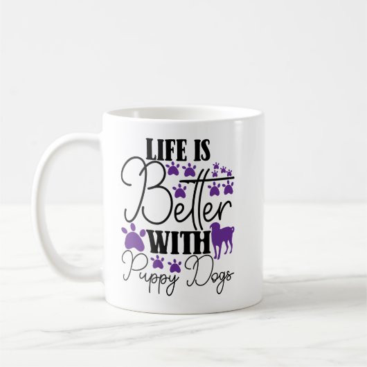 Life Is Better With Puppy Dogs Cute Dog Lover Koffiemok (Links)