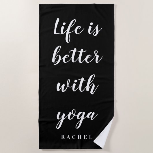 Life is better with yoga custom beach towel gift strandlaken (Voorkant)
