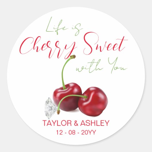 Life Is Cherry Sweet Ronde Sticker (Voorkant)