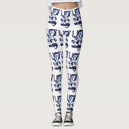 Life Is Colourful Blau - Designerlogo Leggings (Voorkant)