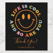Life Is Cool Happy Smiling Face Emoji Wijn Label Wijn Etiket (Enkel label)
