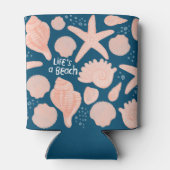 LIFE IS EEN BEACH, een roze patroon Blikjeskoeler (Achterkant)