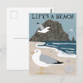LIFE IS EEN BEACH Morro Rock California Seagulls Briefkaart (Voorkant / Achterkant)
