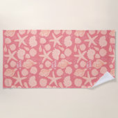 LIFE IS EEN BEACH Pink Seashells Zee Strandlaken (Voorkant)