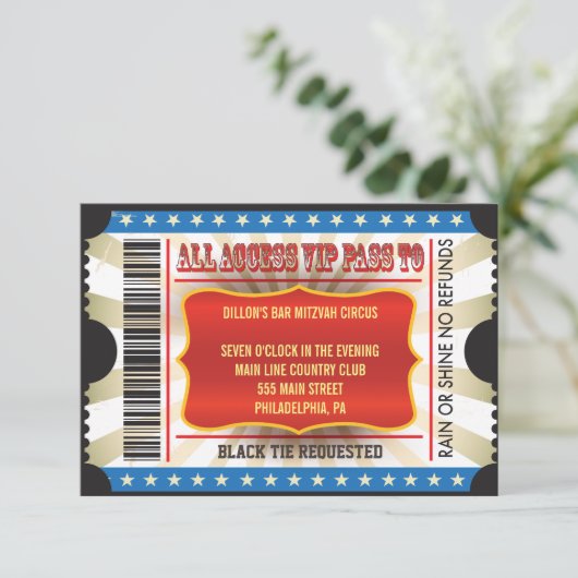 LIFE IS EEN CIRCUS Bat Bar Mitzvah uitnodiging (Staand voorkant)