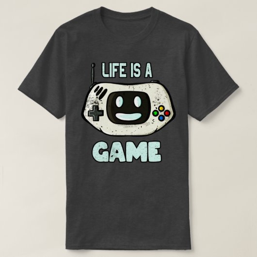Life is een game Toon gaming console gezicht T-shirt (Design voorkant)