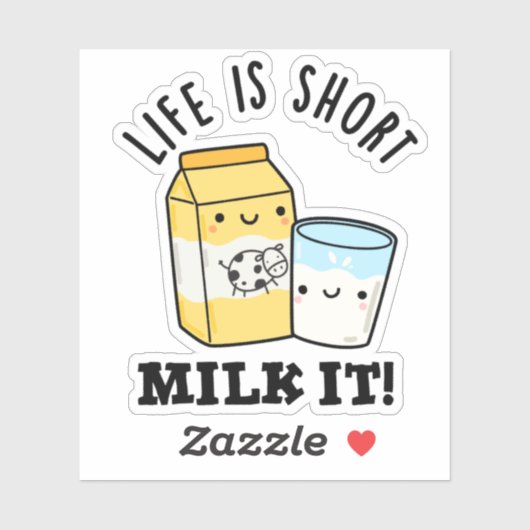 LIfe is een kleine melk. Het is grappige Drink Sticker (Vel)