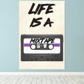 life is een mixtape inspirerend quote canvas afdruk (Insitu (Houten vloer))