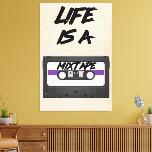 life is een mixtape inspirerend quote canvas afdruk (Insitu (Woonkamer))