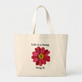 LIFE IS EEN SONG - ZINNIË GROTE TOTE BAG (Voorkant)