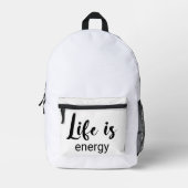 Life is Energy Black Font motiverend Bedrukte Rugzak (Voorkant)