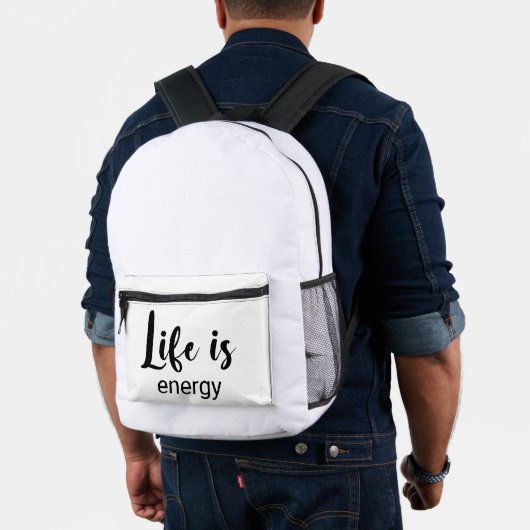 Life is Energy Black Font motiverend Bedrukte Rugzak (Insitu (model))