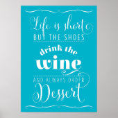 LIFE IS KORT moderne typografie motivatie blauw Poster (Voorkant)
