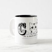 "Life Is Much Better With My Cat – Cute Cat Design Tweekleurige Koffiemok (Voorkant links)