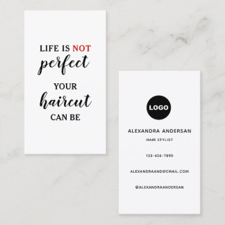 Life Is NOT Perfect Modern Typography Hairstylist Visitekaartje