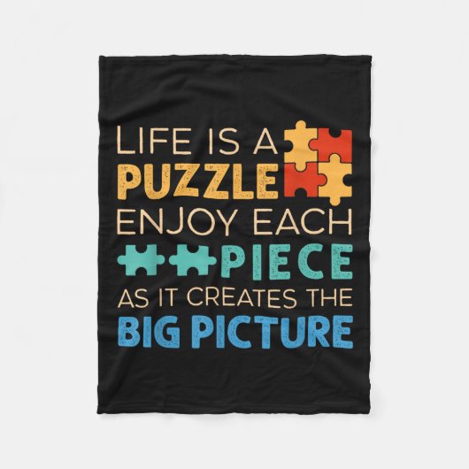 Life Is Puzzle Enjoy Each Ece _ Jigsaw Puzzle Love Fleece Deken (Voorkant)