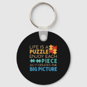 Life Is Puzzle Enjoy Each Ece _ Jigsaw Puzzle Love Sleutelhanger (Voorkant)