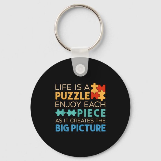 Life Is Puzzle Enjoy Each Ece _ Jigsaw Puzzle Love Sleutelhanger (Voorkant)