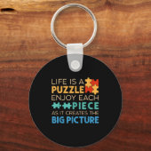 Life Is Puzzle Enjoy Each Ece _ Jigsaw Puzzle Love Sleutelhanger (Voorkant)
