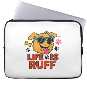 Life Is Ruff beroemd gemaakt door Funny Dog Cartoo Laptop Sleeve