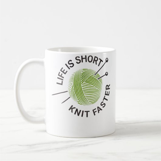 Life Is Short Knit Faster Koffiemok (Links)