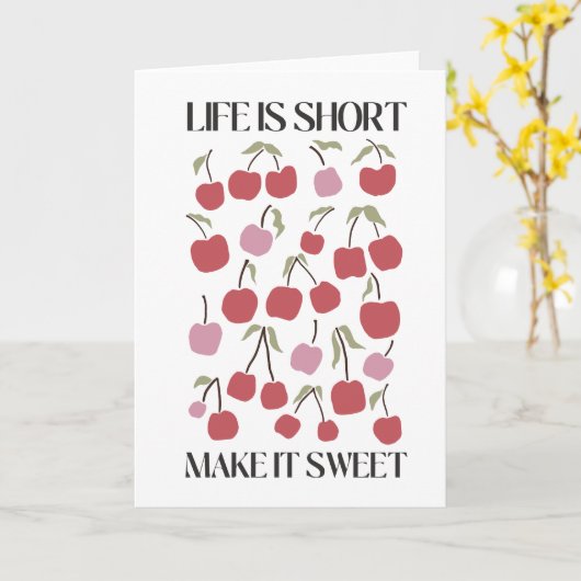 Life Is Short Make It Sweet Quote Boho Wildflower Kaart (Gele Bloem)