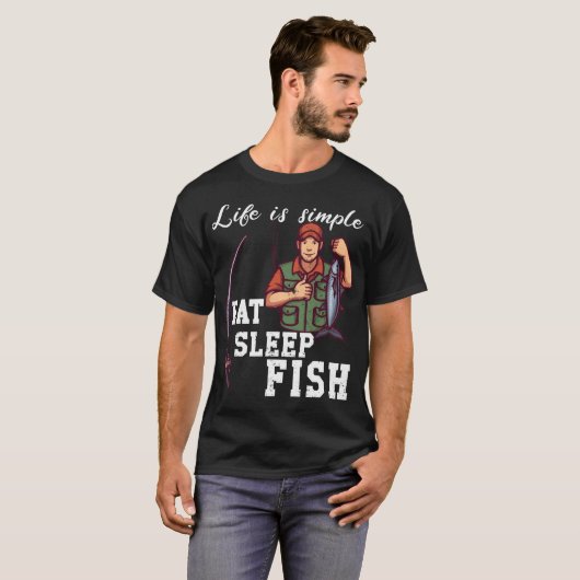 Life is simple - fish t-shirt (Voorkant volledig)
