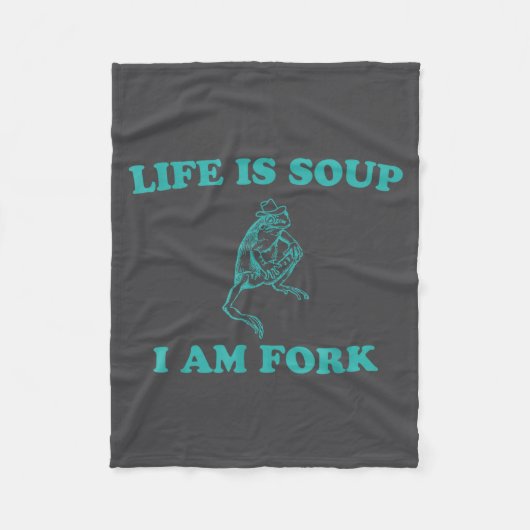 Life Is Soup I Am Fork Funny Frog  Fleece Deken (Voorkant)