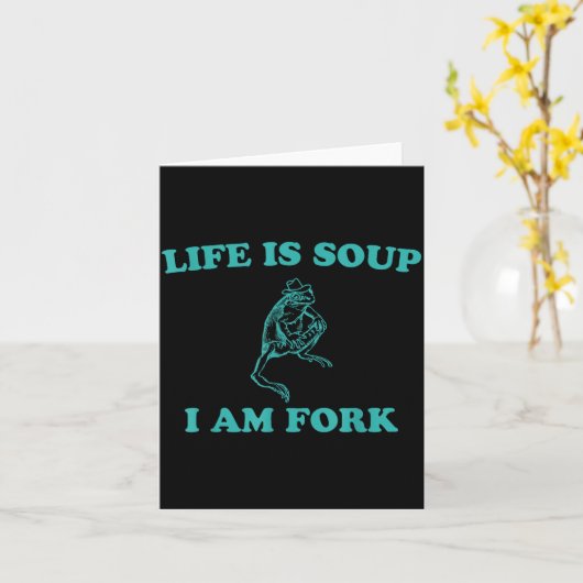 Life Is Soup I Am Fork Funny Frog  Kaart (Gele Bloem)