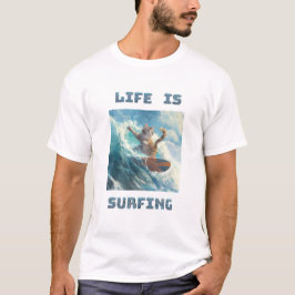 Life Is Surfing | for surfing and cat lovers T-shirt