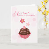 Life Is Sweet Birthday Cute Chocolate Kaart (Gele Bloem)
