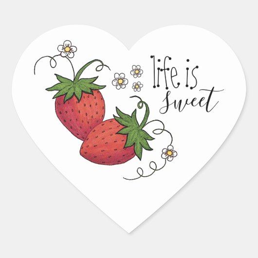 Life is Sweet Strawberry stickers (vel van 20) (Voorkant)