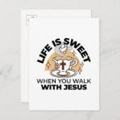 Life Is Sweet with Jesus beroemd gemaakt door Chri Briefkaart (Voorkant / Achterkant)