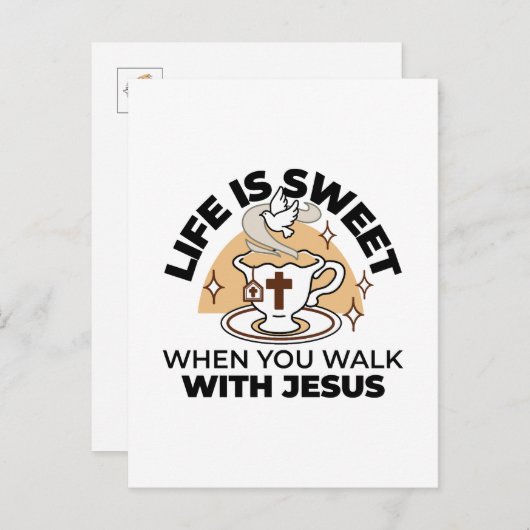Life Is Sweet with Jesus beroemd gemaakt door Chri Briefkaart (Voorkant / Achterkant)