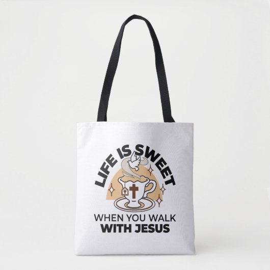 Life Is Sweet with Jesus beroemd gemaakt door Chri Tote Bag (Voorkant)