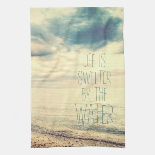 Life is Sweeter Beach Scene Theedoek (Verticaal)