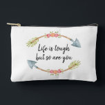 Life is Tough Watercolor Floral Arrow Pink Etui<br><div class="desc">"Life is tough,  but so are you' motivational quote,  framed top and bottom with beautiful watercolor tribal floral arrows. Perfect pick me up and positive vibes to remind you 'you are amazing'  and 'you can do this',  every time you reach for your make-up accessory bag.</div>