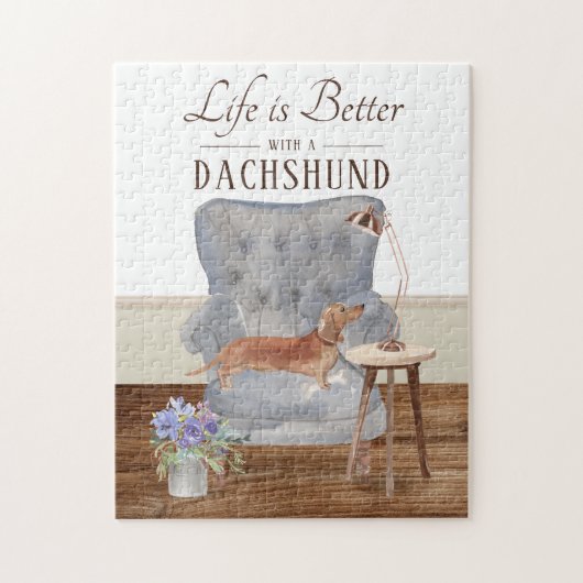 Life is With A Dachshund Jigsaw Puzzle Legpuzzel (Verticaal)