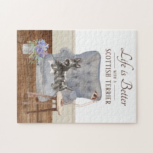 Life Is With A Scottish Terrier Jigsaw Puzzle Legpuzzel (Horizontaal)