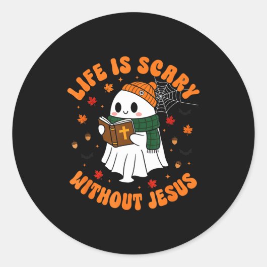 Life Is Y Without Jesus - Christian Halloween  Ronde Sticker (Voorkant)