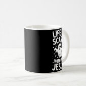 Life Is Y Without Jesus Shirt Christian Halloween Koffiemok (Voorkant rechts)
