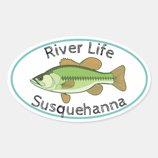 Life Largemouth Bass - Susquehanna Ovale Sticker (Voorkant)